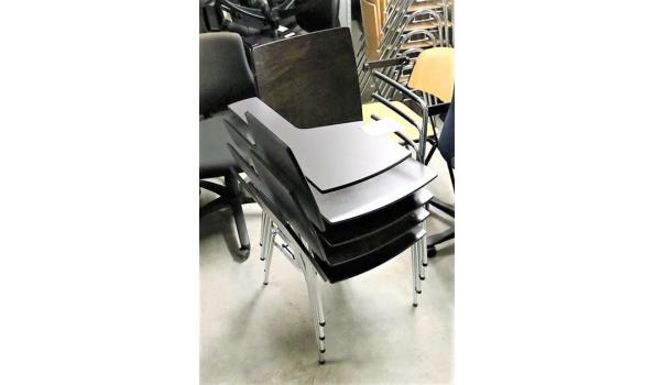 4 design stapelstoelen, WIESNER-HAGER, type Update, vv houten zitting en opklapbaar schrijftablet